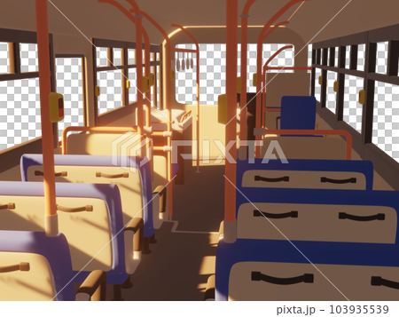 夕方のバス車内　3D 103935539