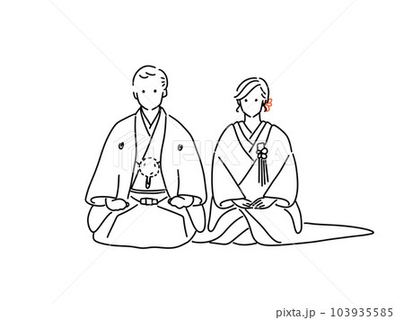 和装の新郎新婦　ブラック 103935585