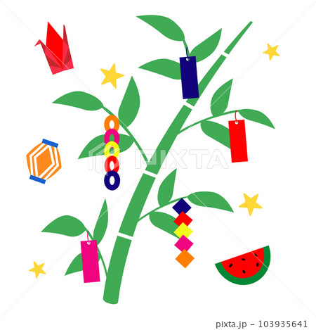 七夕の笹の葉かざり 103935641