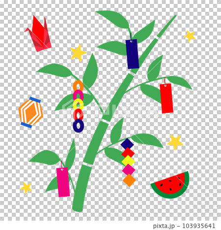 七夕の笹の葉かざり 103935641