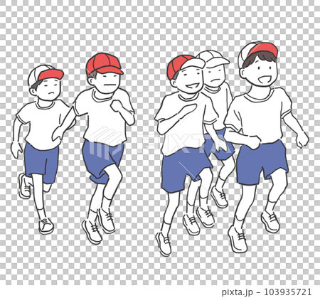 複数で走る子どものイラスト素材 103935721