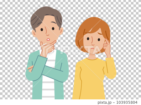 考え事をする男女 103935804