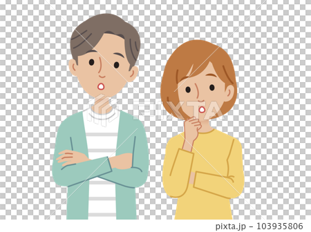 悩んでいる男女 103935806