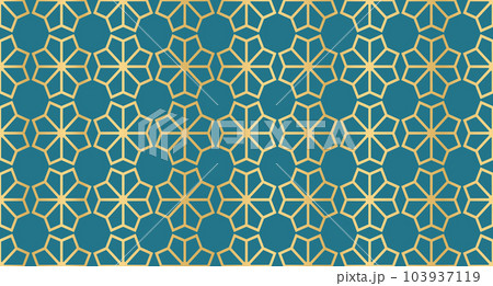 Abstract background with islamic ornament. Golden lined tiled motif. Arabic geometric seamless ornament pattern. Arabic geometric texture. Islamic background. Vector illustration 103937119
