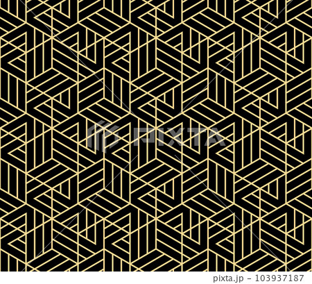 Abstract geometric pattern. A seamless vector background. Gold and black ornament. Graphic modern pattern. Simple lattice graphic design 103937187