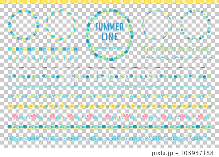 夏季水彩風格線組/帶圖案刷 夏季水彩風格線組/帶圖案刷 103937188