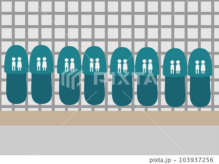 安い スリッパ 並べる イラスト