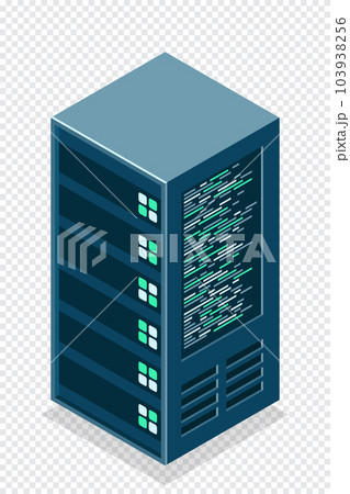 Isometric server equipment isolated background. Flat isometric 3d illustration cloud server. Datacenter storage room object. Vector illustration 103938256