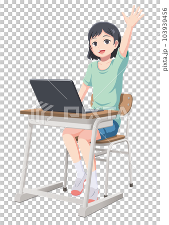 Illustration of an elementary school student taking a class Illustration of an elementary school student taking a class 103939456