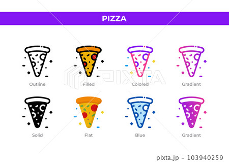 Pizza icons in different style. Pizza icons set. Holiday symbol. Different style icons set. Vector illustration Pizza icons in different style. Pizza icons set. Holiday symbol. Different style icons set. Vector illustration 103940259