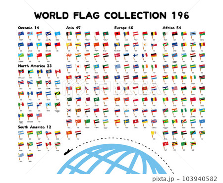 手描きのかわいい世界の国旗一覧 手描きのかわいい世界の国旗一覧 103940582