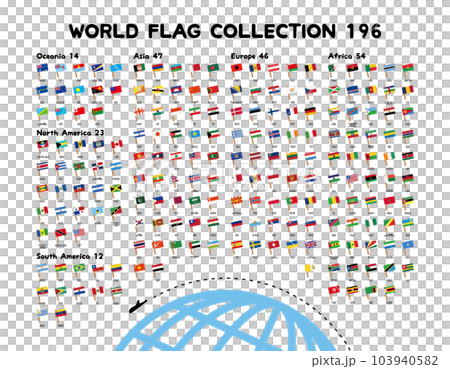 手描きのかわいい世界の国旗一覧 手描きのかわいい世界の国旗一覧 103940582