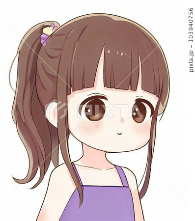 紫色の服を着たポニーテールの女の子のイラスト素材 [103940756] - PIXTA