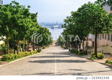 scenery of Hachiman zaka Slope at Hakodate, Hokkaido, Japan 103942348
