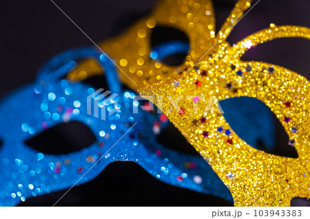 Yellow and blue shiny venetian carnival [103943383] -