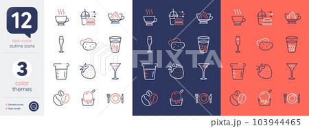 Set of Potato, Ice tea and Espresso line icons. Include Food, Ice cream, Strawberry icons. Espresso cream, Champagne glass, Martini glass web elements. Cooking beaker, Food delivery. Vector Set of Potato, Ice tea and Espresso line icons. Include Food, Ice cream, Strawberry icons. Espresso cream, Champagne glass, Martini glass web elements. Cooking beaker, Food delivery. Vector 103944465