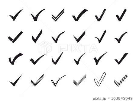 Check mark icons. Verification and approval...のイラスト素材 [103945048] - PIXTA