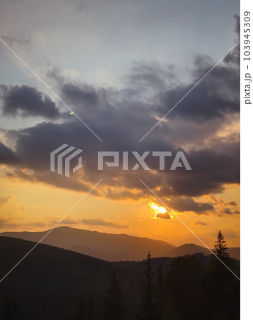 colorful sunset on top of ukrainian mountain colorful sunset on top of ukrainian mountain 103945309