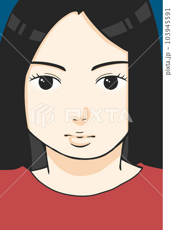 正面を向いたおしゃれな女の子のイラスト素材(8) 103945591