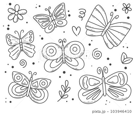 Hand drawn cute butterfly set Hand drawn cute butterfly set 103946410