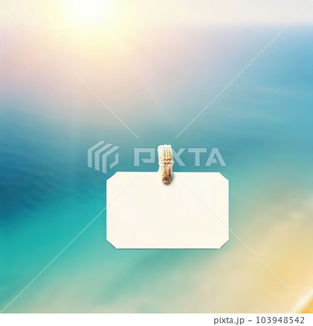 blank label - summer - on top view sea background 103948542