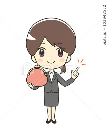 財布を持つスーツの女性のイラスト 103948552