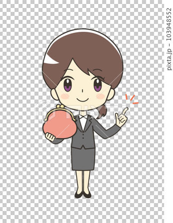 拿著錢包的西裝女人插畫 103948552
