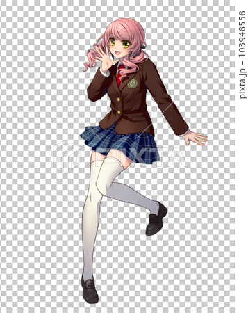 動漫風制服少女全身插畫（無貓耳） 103948558