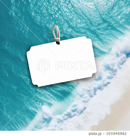 blank label - summer - on top view sea background  103948982