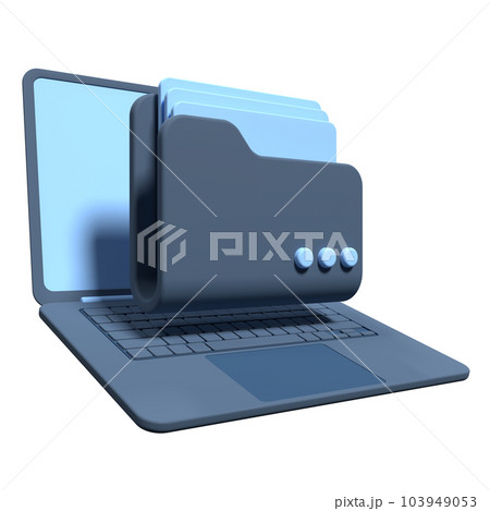 3d file folder on laptop screen. Laptop and files. Document folder. Storage share data. 3d rendering illustration 3d file folder on laptop screen. Laptop and files. Document folder. Storage share data. 3d rendering illustration 103949053