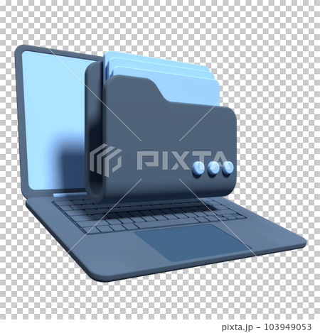 3d file folder on laptop screen. Laptop and files. Document folder. Storage share data. 3d rendering illustration 3d file folder on laptop screen. Laptop and files. Document folder. Storage share data. 3d rendering illustration 103949053