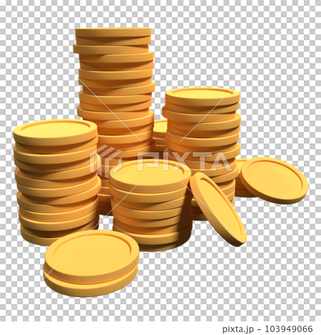 3D gold coins. Business investment. Growth calculate finance saving concept. Money growth gold coins. 3d rendering illustration 103949066