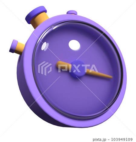 Stopwatch with button. 3d stopwatch timer icon illustration. 3d render timer icon. Stopwatch 3d render icon. 3d render illustration 103949109