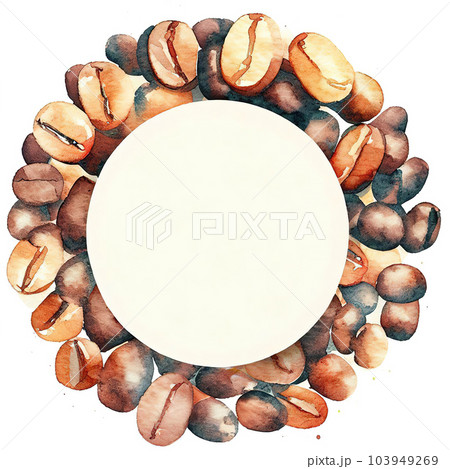 coffee beans flat art style in watercolor , blank ,bright and vibrant coffee beans flat art style in watercolor , blank ,bright and vibrant 103949269