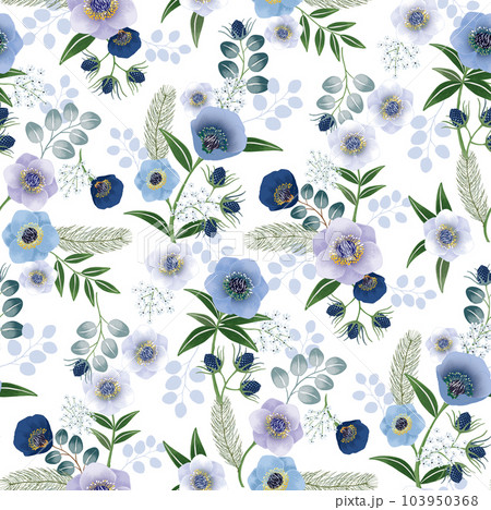 Vector illustration of seamless floral pattern in spring season. Vector illustration of seamless floral pattern in spring season. 103950368