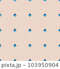 Geometric repeating vector ornament with diagonal lines and squares. Seamless abstract modern dark and light blue and beige pattern. Apparel pattern, lines and squares. 103950904
