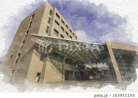 水彩画風 岡山県立大学 デザイン学部棟 岡山県総社市 水彩画風 岡山県立大学 デザイン学部棟 岡山県総社市 103951150