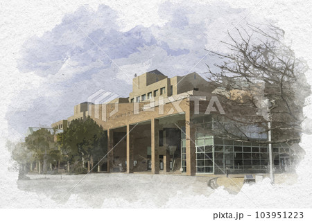 水彩画風　岡山県立大学　学生会館　岡山県総社市 103951223