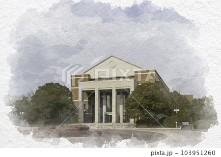 水彩画風　岡山県立大学　講堂　岡山県総社市 103951260