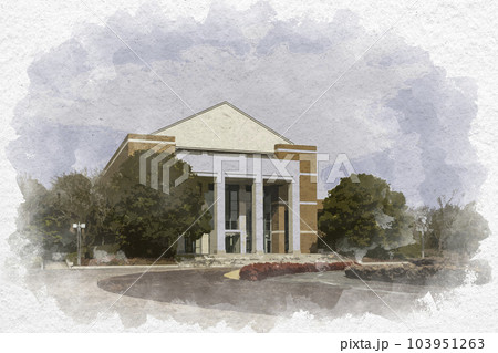 水彩画風　岡山県立大学　講堂　岡山県総社市 103951263