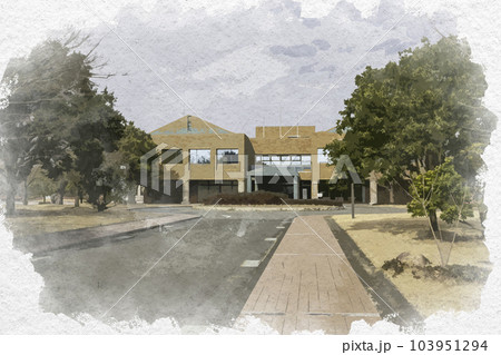 水彩画風　岡山県立大学　大学本部棟　岡山県総社市 103951294