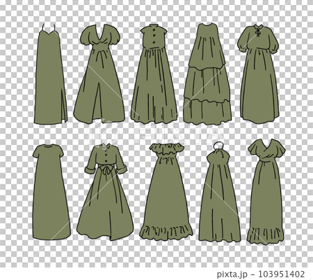 Olive dress illustration set 103951402
