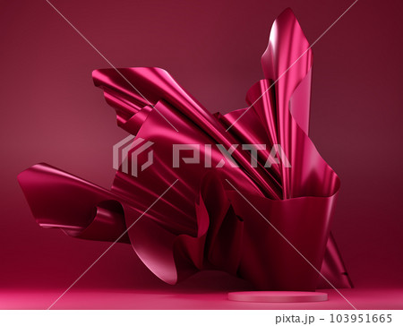3D display podium, red background with magenta pedestal 103951665
