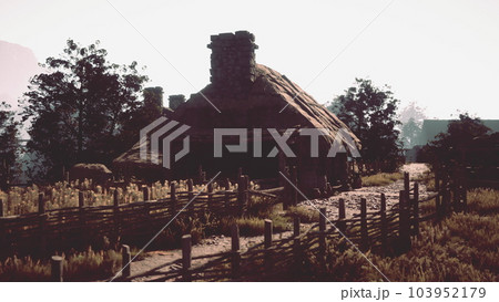 Abandoned house made of mudbrick wall Abandoned house made of mudbrick wall 103952179