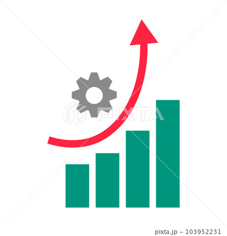 歯車と上昇する棒グラフのアイコン。ベクター。 歯車と上昇する棒グラフのアイコン。ベクター。 103952231