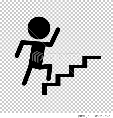 Silhouette icon of person climbing stairs in a hurry. vector. 103952692