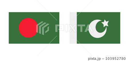 バングラデシュの国旗とパキスタンの国旗。イスラム教の国。ベクター。 103952780