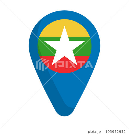ミャンマー国旗のマップピンアイコン。ベクター。 103952952