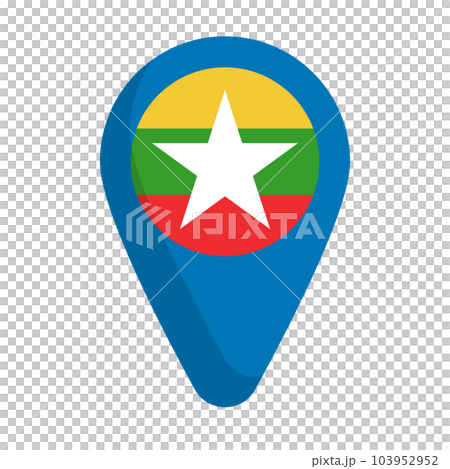 Myanmar flag map pin icon. vector. Myanmar flag map pin icon. vector. 103952952