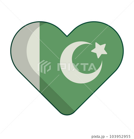 ハート型のパキスタン国旗アイコン。パキスタンの愛国心。ベクター。 ハート型のパキスタン国旗アイコン。パキスタンの愛国心。ベクター。 103952955